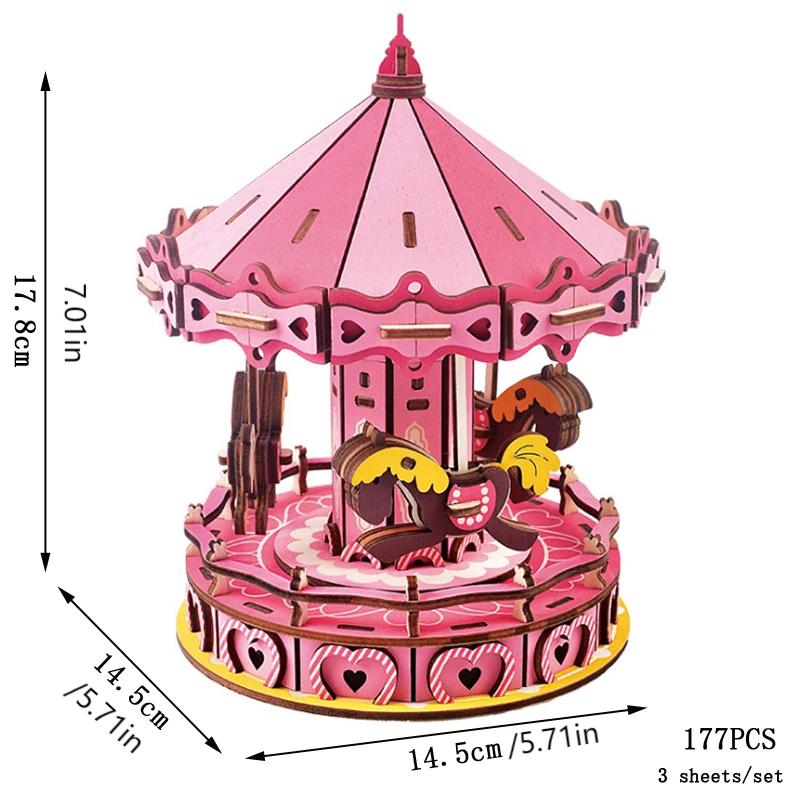 3D Wooden Puzzle Carousel