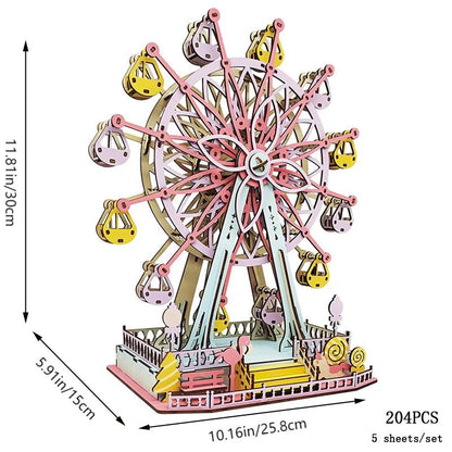 3D Wooden Puzzle Rotatable Ferris Wheel