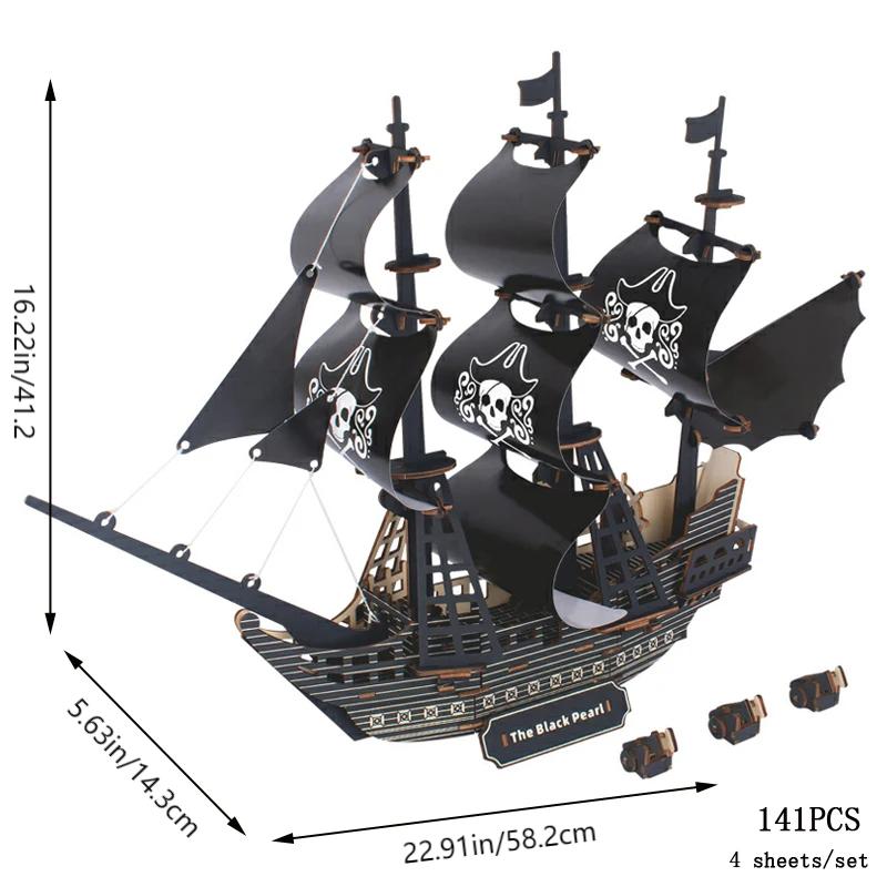 3D Wooden Puzzle Pirate Ship