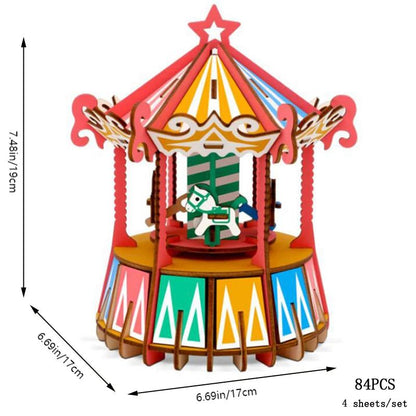 3D Wooden Puzzle Carousel