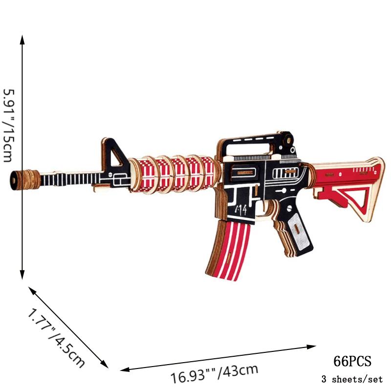 3D Wooden Puzzle Assault Rifle