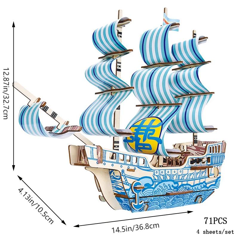 3D Wooden Puzzle Sailing Boat