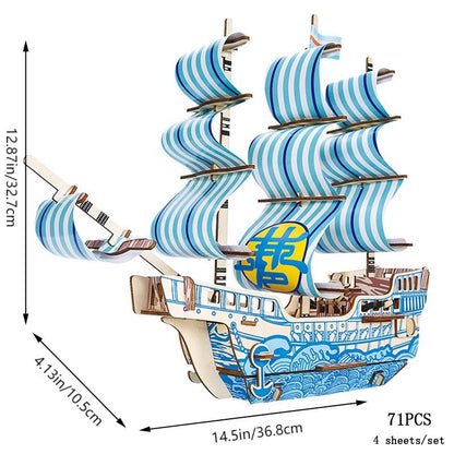 3D Wooden Puzzle Sailing Boat