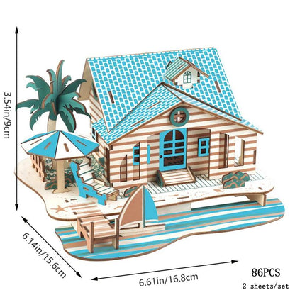 3D Wooden Puzzle Seaside Wooden House 1