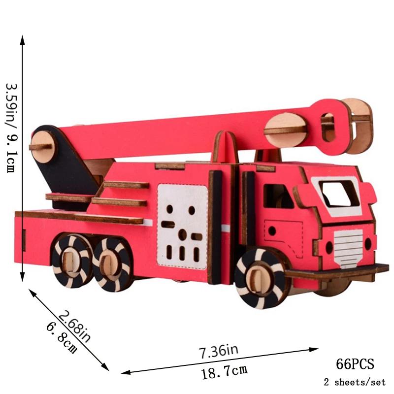 3D Wooden Puzzle Fire Truck