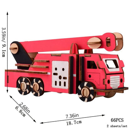 3D Wooden Puzzle Fire Truck