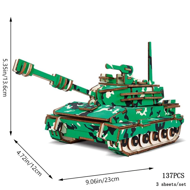 3D Wooden Puzzles Tank