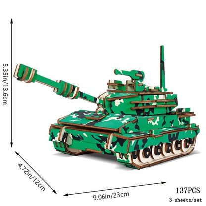 3D Wooden Puzzles Tank