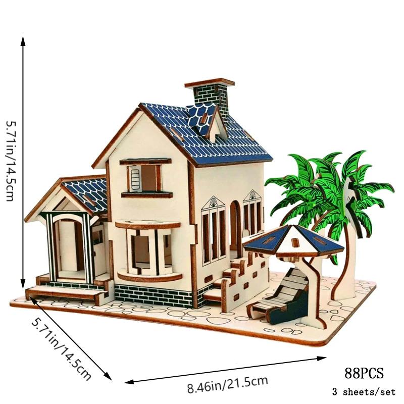 3D Wooden Puzzle Seaside Wooden House 2