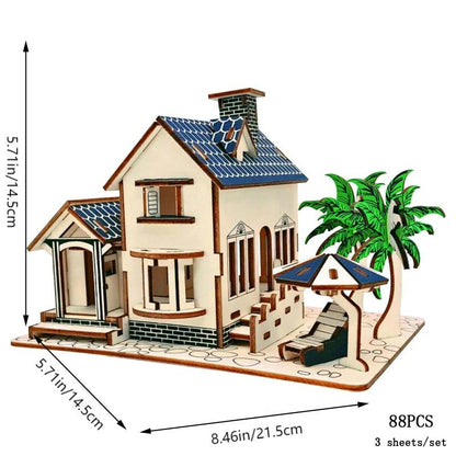 3D Wooden Puzzle Seaside Wooden House 2