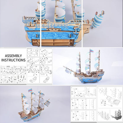 3D Wooden Puzzle Sailing Boat