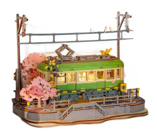 3D Wooden Puzzle Japanese Bus with Sakura