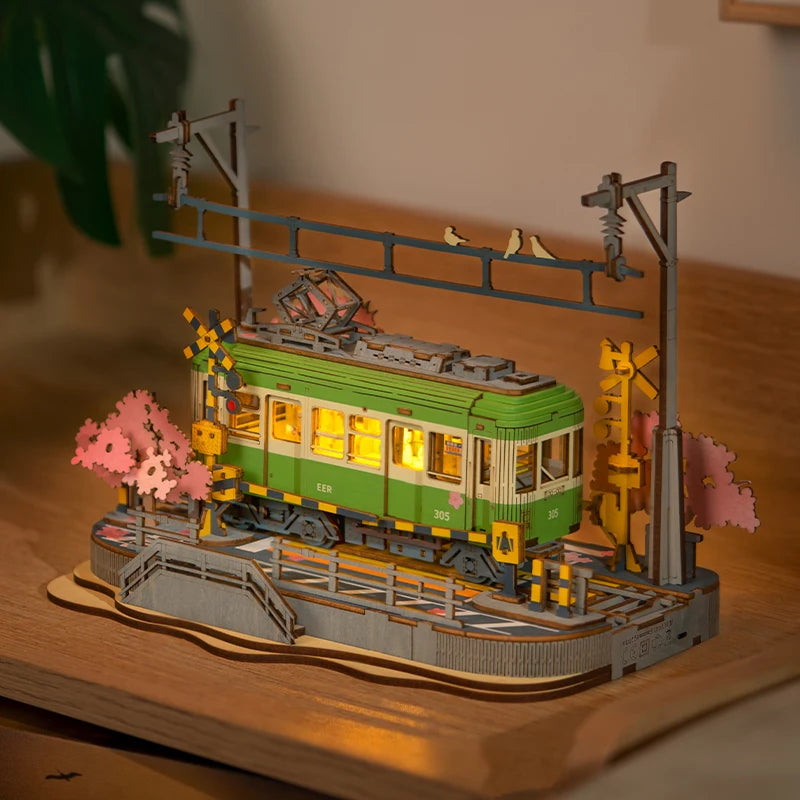 3D Wooden Puzzle Japanese Bus with Sakura