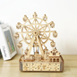 3D Wooden Puzzles Led Rotatable Ferris Wheel with Music Box