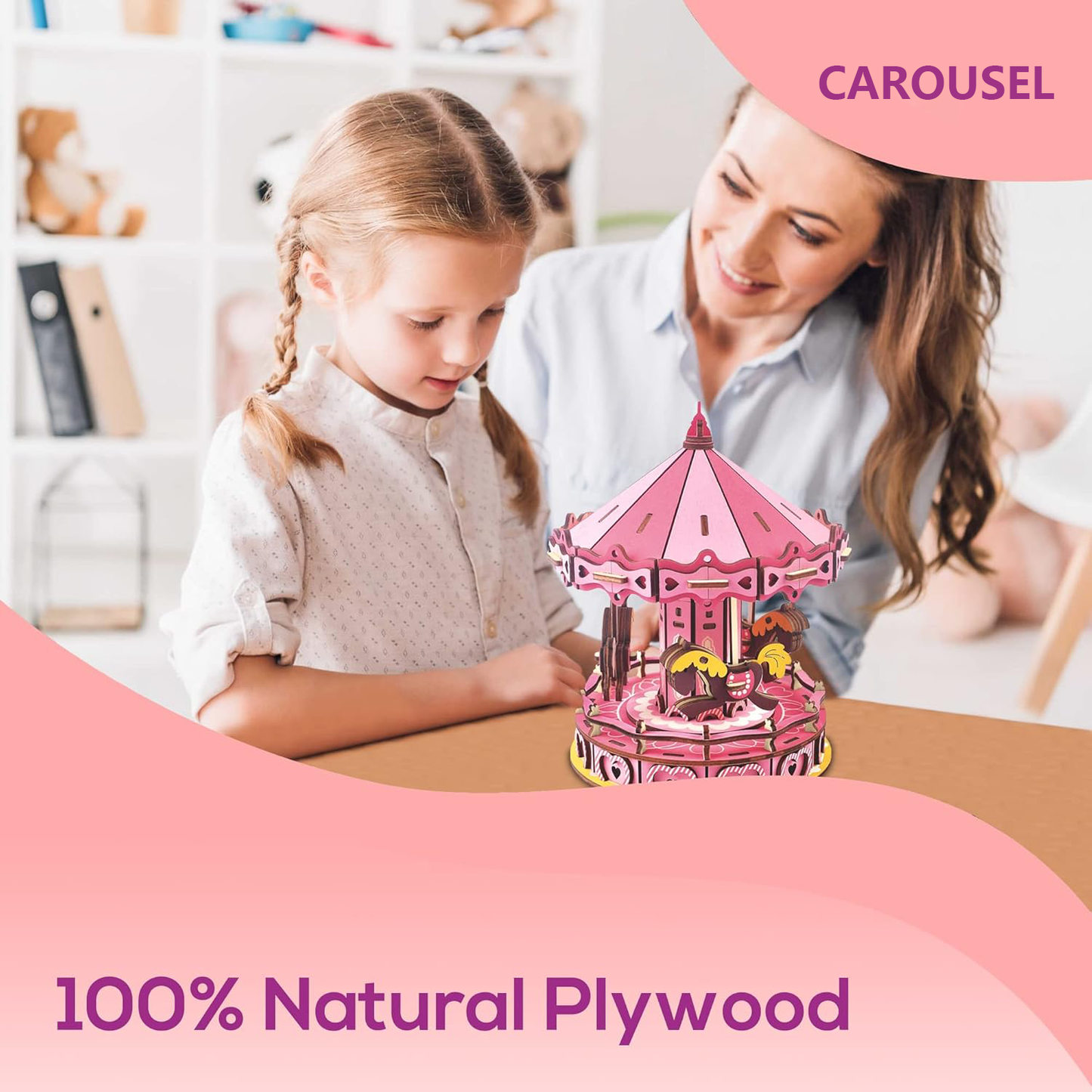 3D Wooden Puzzle Carousel